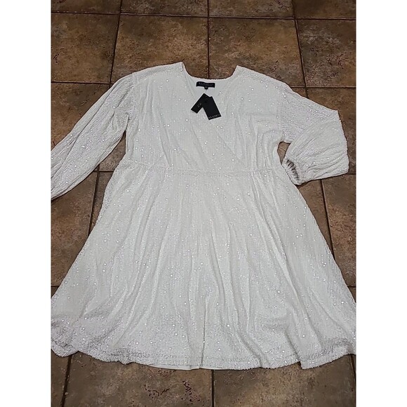 ELOQUII white Sequins Long sleeve dress Party - Picture 1 of 12
